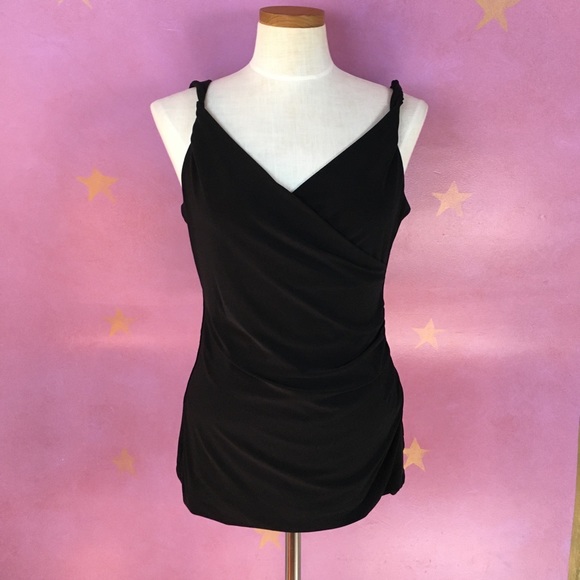 KENNETH COLE BLACK TANK TOP WITH SIDE RUCHING - Picture 1 of 8